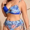 Maillot de bain grande taille 2 pièces – taille haute sculptante (bleu, profil) Maillot de bain grande taille 2 pièces – taille haute sculptante