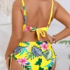 Maillot de bain grande taille 2 pièces – taille haute sculptante (jaune, arrière) Maillot de bain grande taille 2 pièces – taille haute sculptante