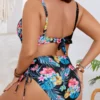 Maillot de bain grande taille 2 pièces – taille haute sculptante (noir et bleu, arrière) Maillot de bain grande taille 2 pièces – taille haute sculptante