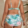 Maillot de bain grande taille 2 pièces – taille haute sculptante (vert, arrière) Maillot de bain grande taille 2 pièces – taille haute sculptante