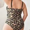 Maillot de bain léopard - Haut noir et col V