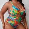 Maillot de bain une pièce dos nageur croisé – imprimé tropical