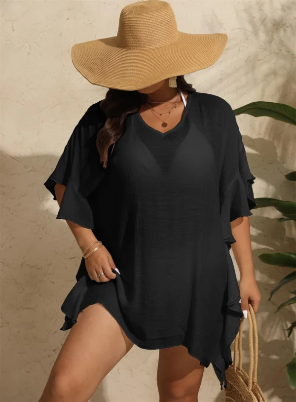 Robe de plage ample & courte (4) Robe de plage ample & courte – Noir ou blanc