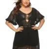 Robe de plage grande taille en crochet bohème chic (4) Robe de plage grande taille en crochet bohème chic