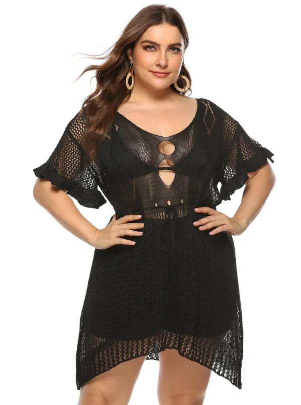 Robe de plage grande taille en crochet bohème chic (4) Robe de plage grande taille en crochet bohème chic