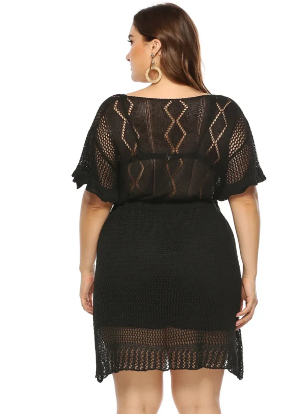 Robe de plage grande taille en crochet bohème chic (5) Robe de plage grande taille en crochet bohème chic