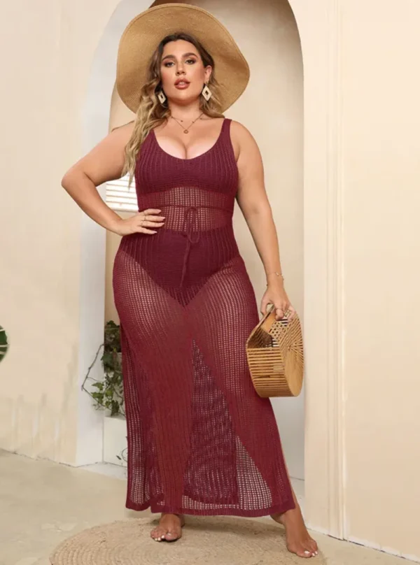 Robe longue de plage sexy maille filet