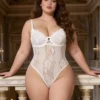 Body blanc en dentelle transparente et armatures (1) Body blanc en dentelle transparente et armatures