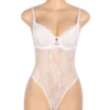 Body blanc en dentelle transparente et armatures (2) Body blanc en dentelle transparente et armatures