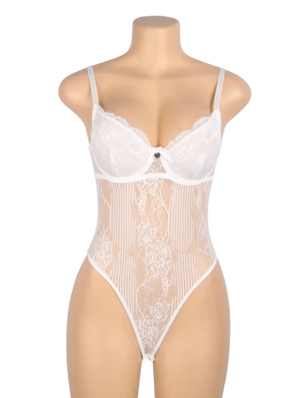 Body blanc en dentelle transparente et armatures (2) Body blanc en dentelle transparente et armatures