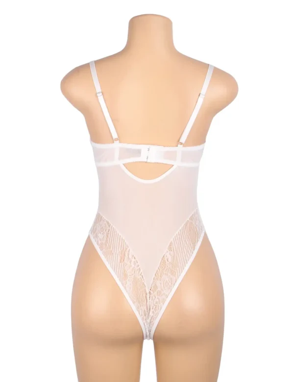 Body blanc en dentelle transparente et armatures (3) Body blanc en dentelle transparente et armatures