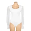Body blanc opaque à manches bouffantes transparentes (2) Body blanc opaque à manches bouffantes transparentes
