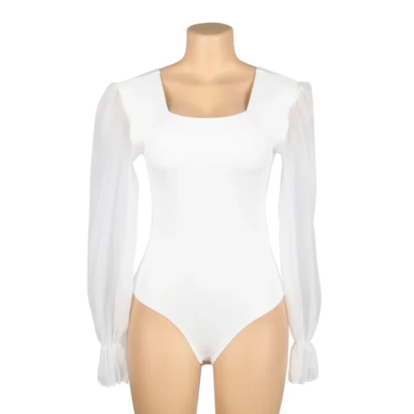 Body blanc opaque à manches bouffantes transparentes (2) Body blanc opaque à manches bouffantes transparentes