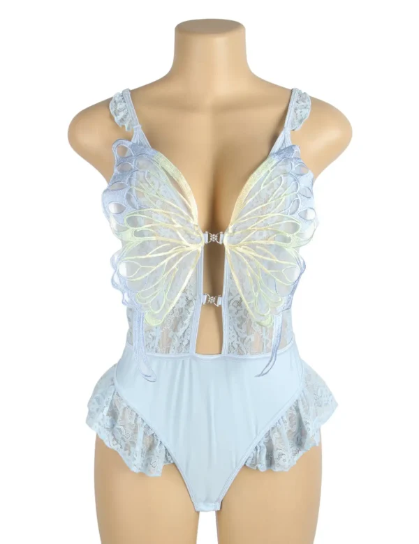 Body bleu ciel décolleté à ailes de papillon (2) Body bleu ciel décolleté à ailes de papillon