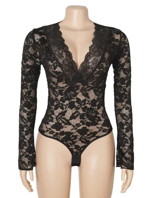 Body chic noir dentelle et manches longues (3) Body chic noir dentelle et manches longues