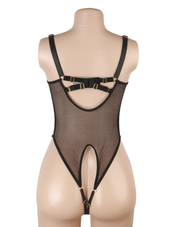 Body cuir ouvert et dos en résille transparente (2) Body cuir ouvert et dos en résille transparente