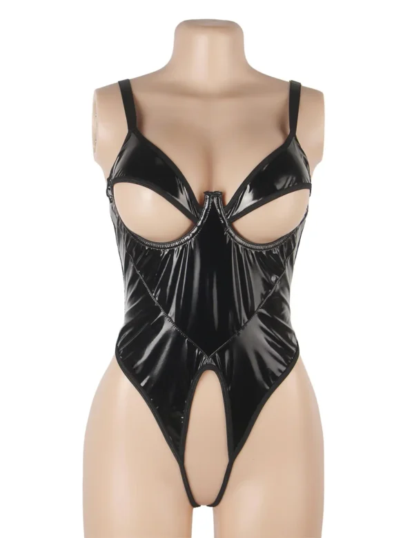 Body cuir ouvert et dos en résille transparente (3) Body cuir ouvert et dos en résille transparente