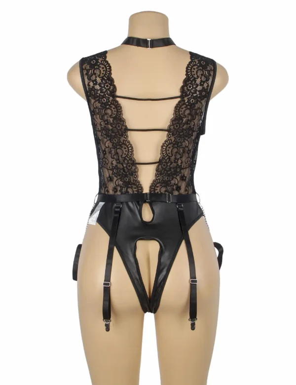 Body effet cuir décolleté V et porte jarretelles (5) Body effet cuir décolleté V et porte-jarretelles