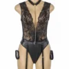 Body effet cuir décolleté V et porte jarretelles (6) Body effet cuir décolleté V et porte-jarretelles
