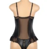 Body effet cuir noir zip et dentelle (3) Body effet cuir noir zip et dentelle