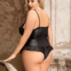 Body effet cuir noir zip et dentelle (4) Body effet cuir noir zip et dentelle