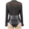Body effet cuir zippé à décolleté plongeant (2) Body effet cuir zippé à décolleté plongeant