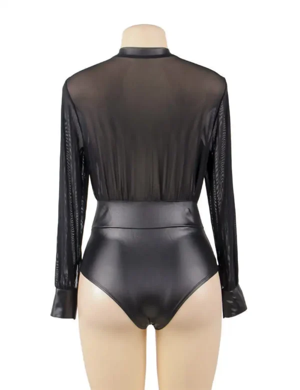 Body effet cuir zippé à décolleté plongeant (2) Body effet cuir zippé à décolleté plongeant