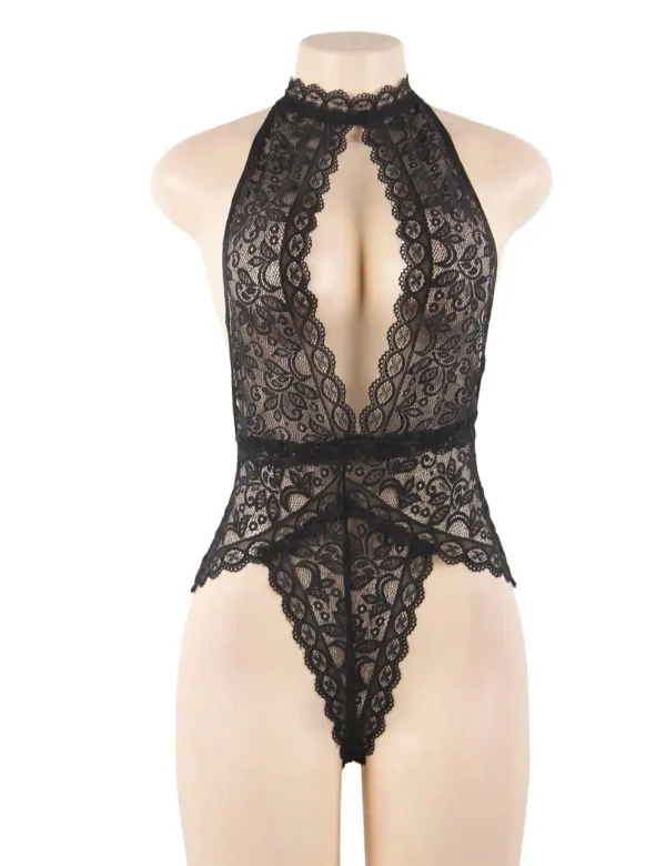 Body en dentelle noir décolleté ouvert (5) Body en dentelle noir décolleté ouvert