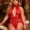 Body en dentelle rouge décolleté ouvert (6) Body en dentelle rouge décolleté ouvert