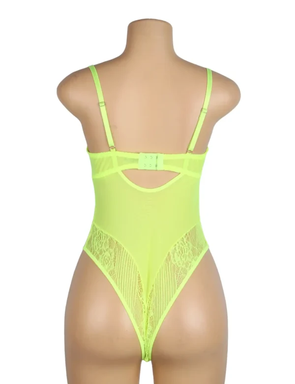 Body en dentelle vert fluo à armatures (2) Body en dentelle vert fluo à armatures