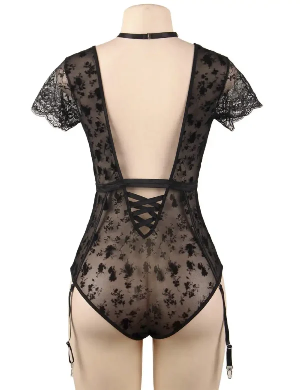 Body guêpière noir décolleté V et dos nu (2) Body guêpière noir décolleté V et dos nu
