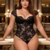 Body noir balconnet en dentelle (1) Body noir balconnet en dentelle