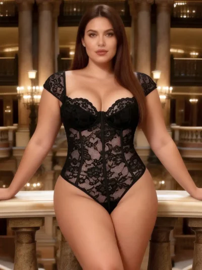 Body noir balconnet en dentelle (1) Body noir balconnet en dentelle