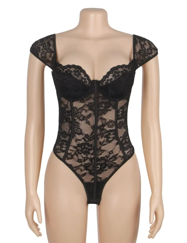 Body noir balconnet en dentelle (2) Body noir balconnet en dentelle