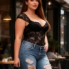 Body noir balconnet en dentelle (7) Body noir balconnet en dentelle