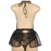 Body noir décolleté plongeant et jupette transparente (3) Body noir décolleté plongeant et jupette transparente