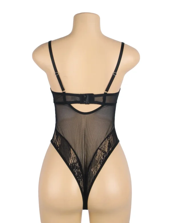 Body noir dentelle et tulle transparent (2) Body noir dentelle et tulle transparent à armatures