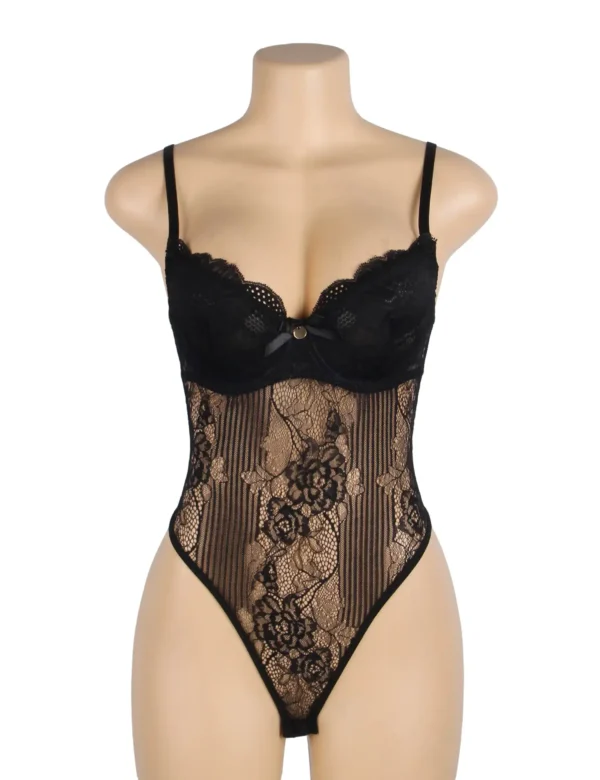 Body noir dentelle et tulle transparent (3) Body noir dentelle et tulle transparent à armatures