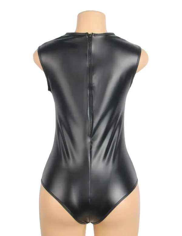 Body noir effet cuir à décolleté ouvert (4) Body noir effet cuir à décolleté ouvert