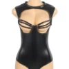 Body noir effet cuir à décolleté ouvert (5) Body noir effet cuir à décolleté ouvert