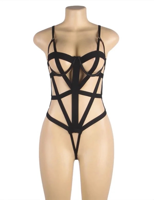 Body noir effet harnais (3) Body noir effet harnais