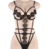 Body noir effet harnais et broderies (3) Body noir effet harnais et broderies