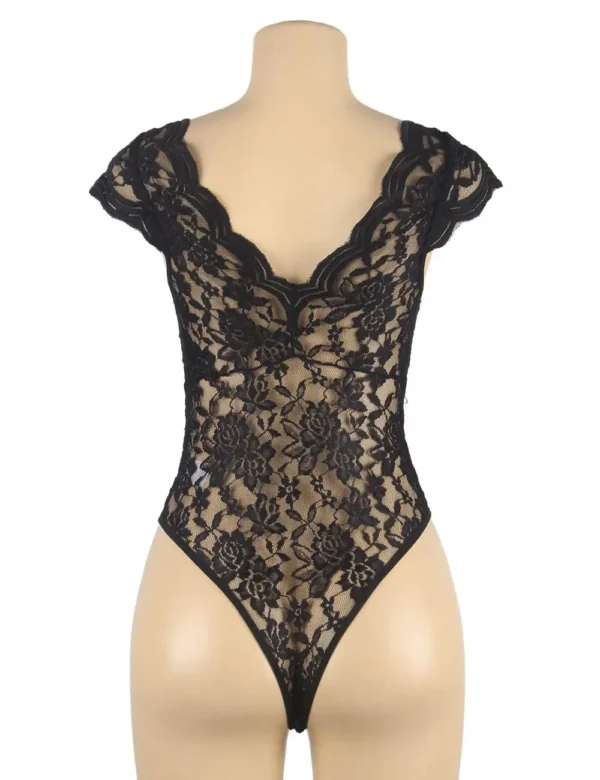 Body noir en dentelle florale (2) Body noir en dentelle florale