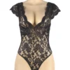 Body noir en dentelle florale (3) Body noir en dentelle florale