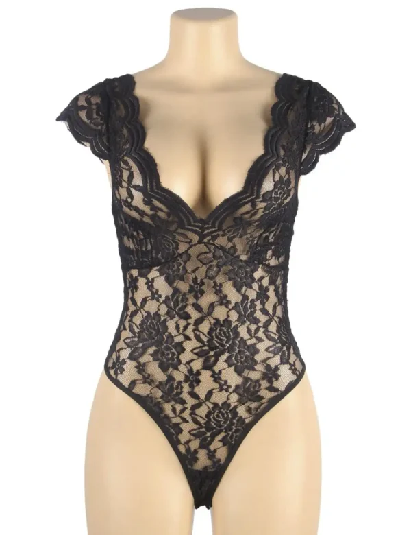 Body noir en dentelle florale (3) Body noir en dentelle florale