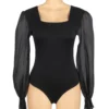 Body noir opaque à manches bouffantes transparentes (5) Body noir opaque à manches bouffantes transparentes