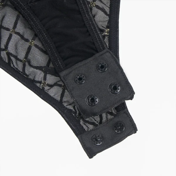 Body noir transparent à résille et ceinture (3) Body noir transparent à résille et ceinture