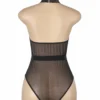 Body noir transparent à résille et ceinture (5) Body noir transparent à résille et ceinture