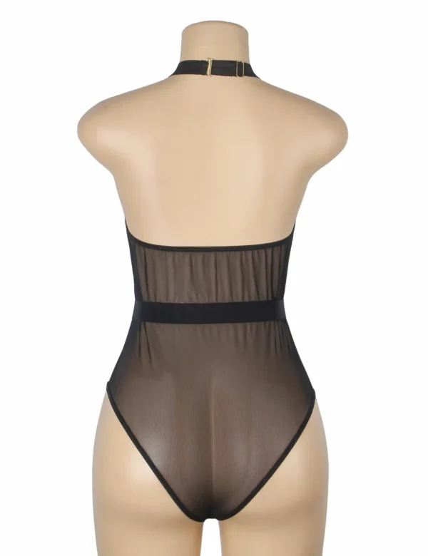 Body noir transparent à résille et ceinture (5) Body noir transparent à résille et ceinture