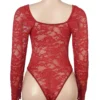 Body rouge chic à armatures et manches longues (4) Body rouge chic à armatures et manches longues